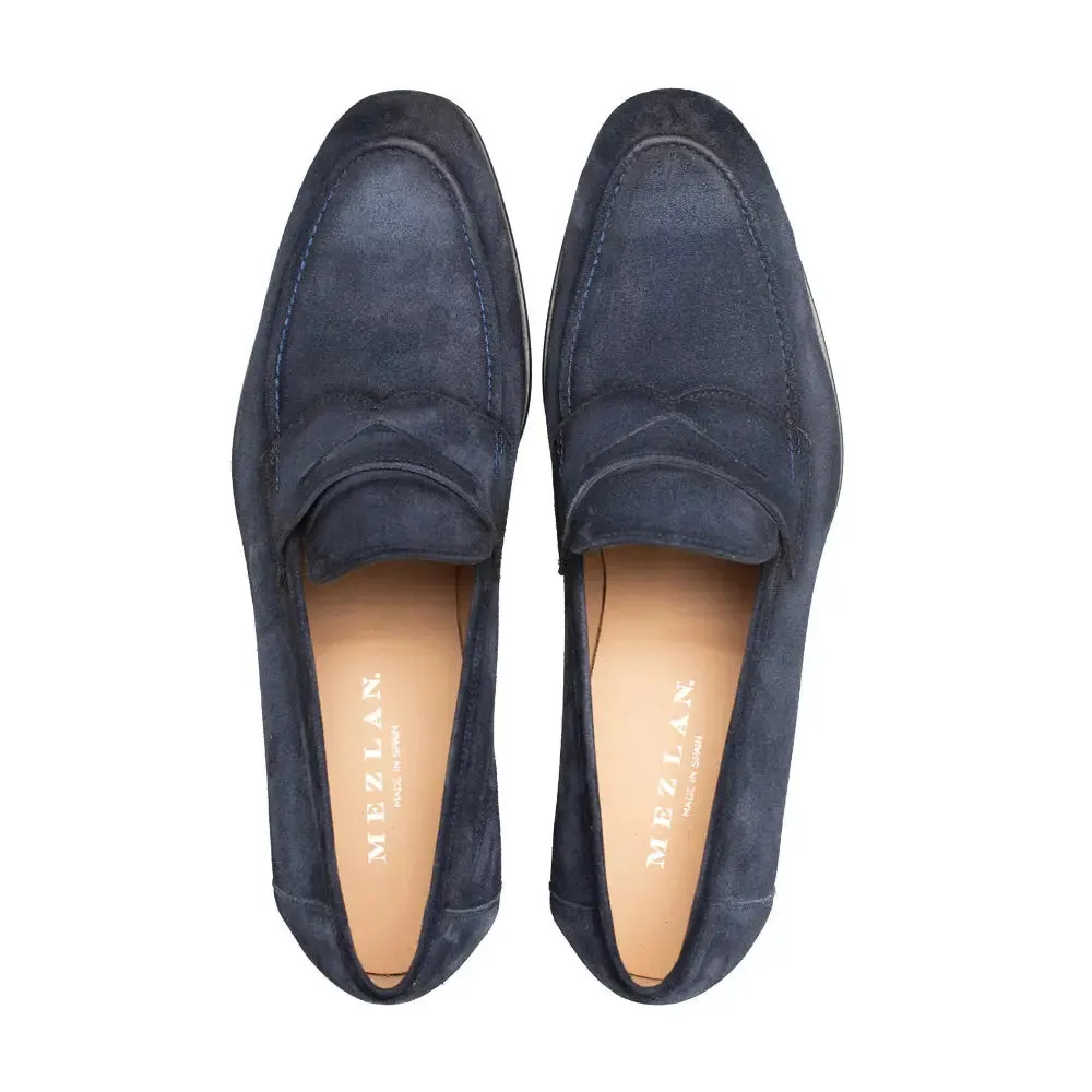 Mezlan Caro 21312 Navy Genuine Suede Penny Loafers
