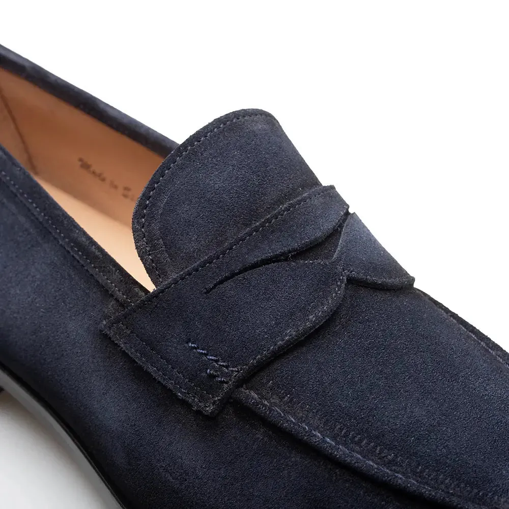 Mezlan Caro 21312 Navy Genuine Suede Penny Loafers