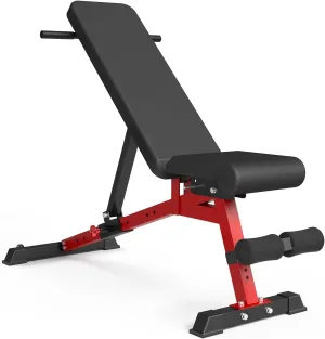 Mikolo Foldable Weight Bench - 600LB Adjustable Home Gym Workout Bench for Full Body Strength Training, Multi-Position Incline/Flat/Upright Bench Press Set with Dragon Flag Handle