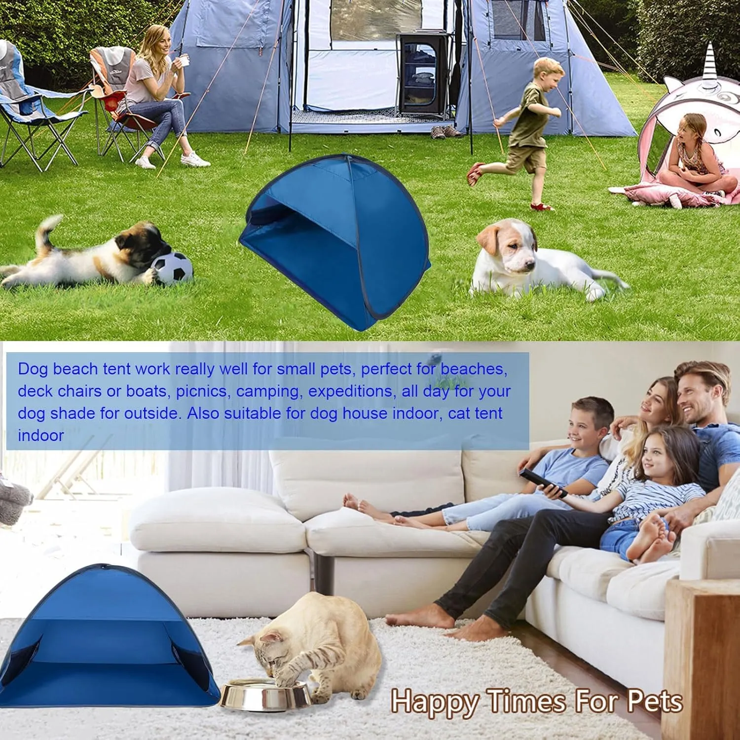 Mini Portable Beach Tent, Dog Beach Tent for Pet Shade, Laptop Sun Shade for Working Outside, Head Pop Up Canopy, Automatic Portable Mini Pop Up Tent for Camping Hiking Picnic (BIue)