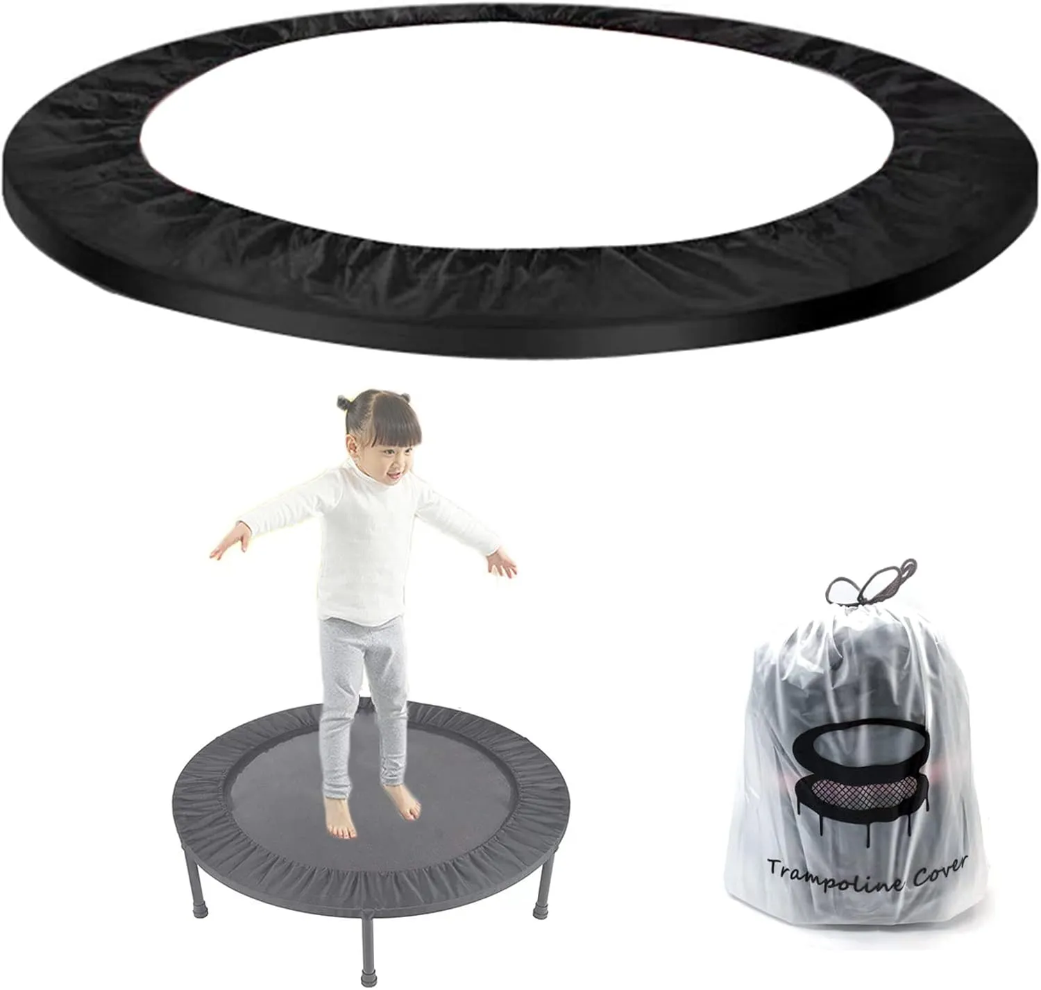 Mini Trampoline Cover 48 inch Small Trampoline Spring Cover Replacement Safety Pad 600D Oxford Cloth Tear-Resistant Fits 8 Legs Trampoline for Home Indoor