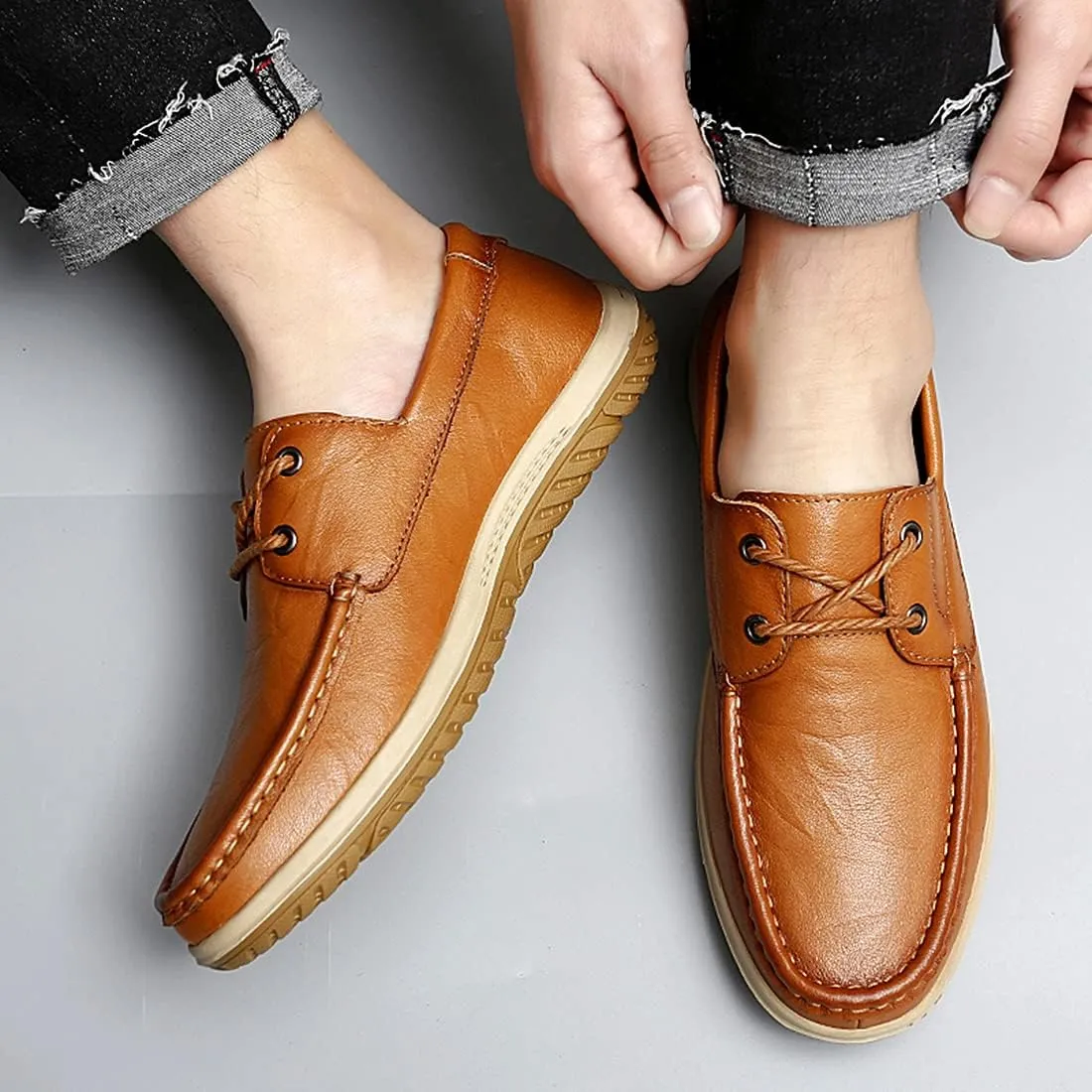 Minishion Mens Casual Lace up Shoes Soft Sole Walking Derby Shoes 8009#