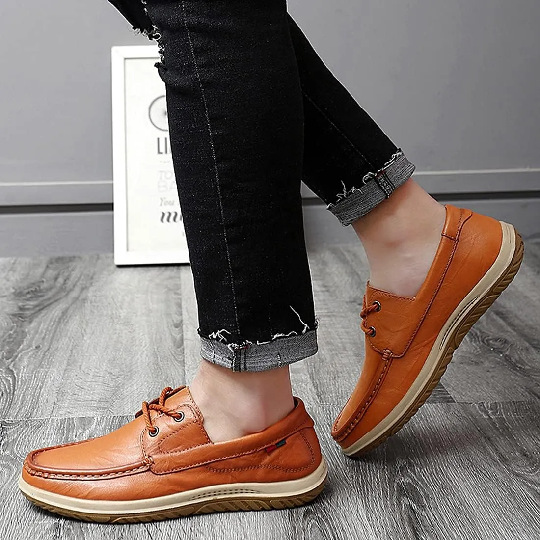 Minishion Mens Casual Lace up Shoes Soft Sole Walking Derby Shoes 8009#