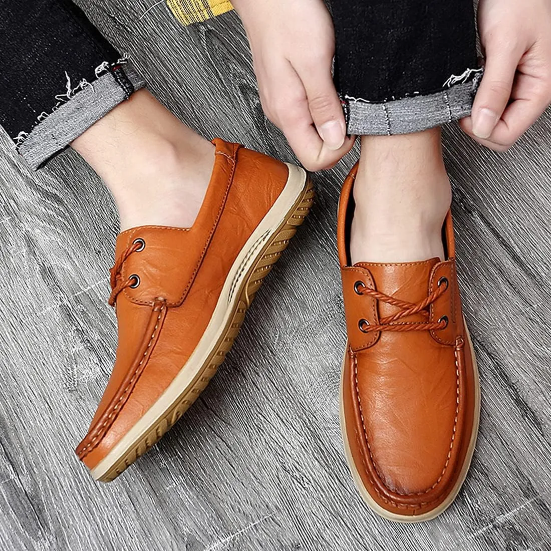 Minishion Mens Casual Lace up Shoes Soft Sole Walking Derby Shoes 8009#