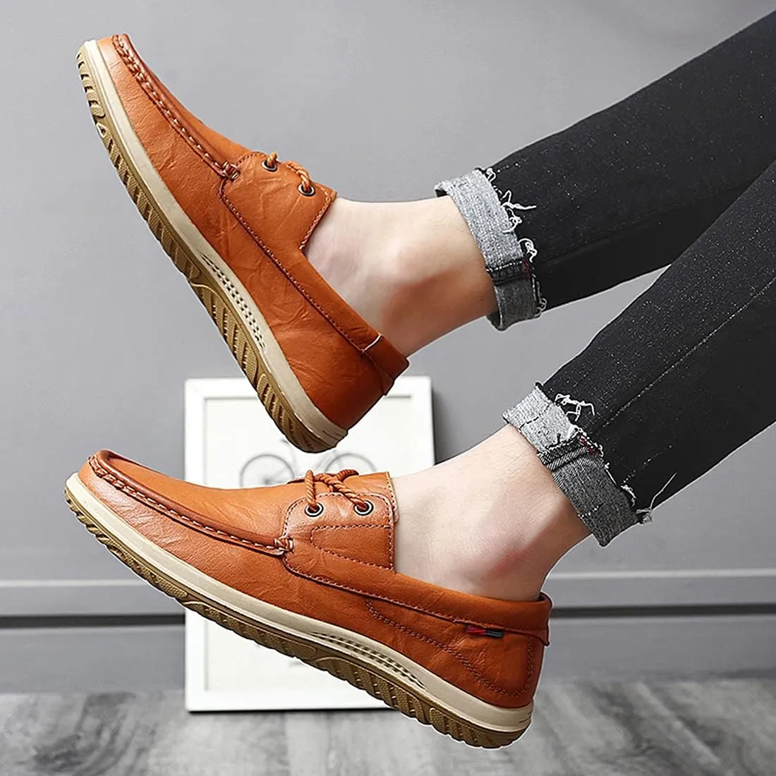Minishion Mens Casual Lace up Shoes Soft Sole Walking Derby Shoes 8009#
