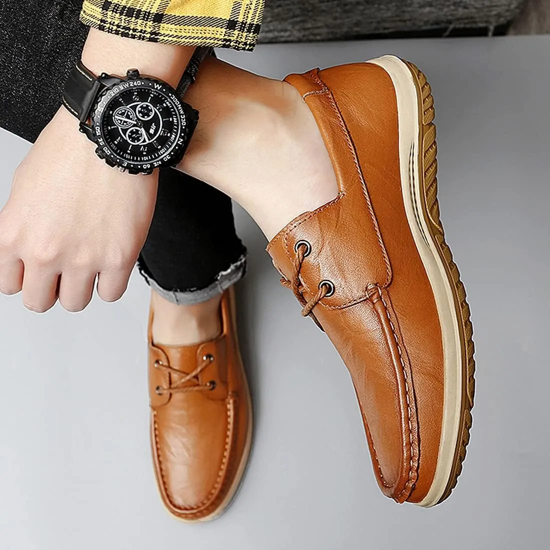 Minishion Mens Casual Lace up Shoes Soft Sole Walking Derby Shoes 8009#