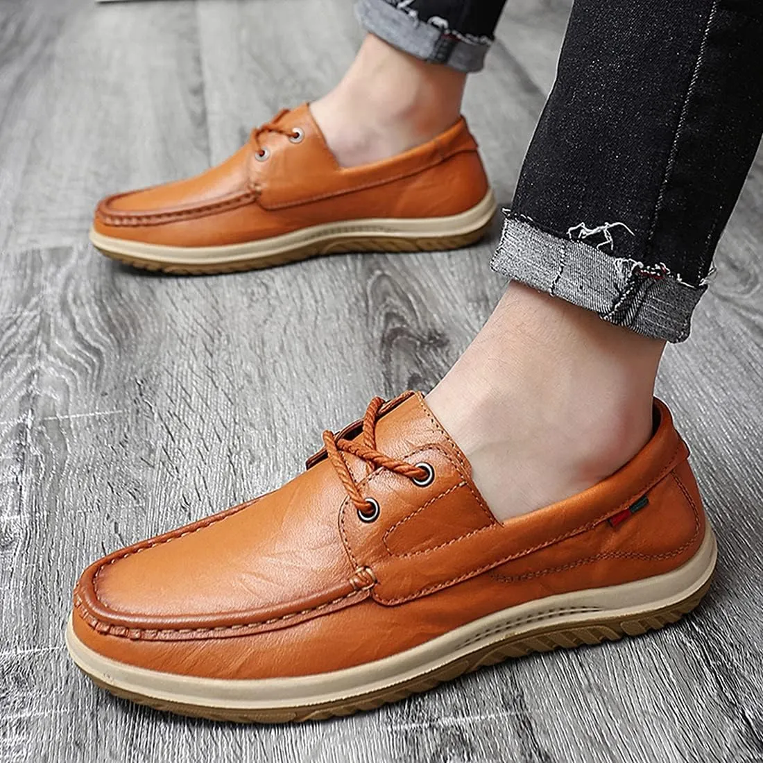 Minishion Mens Casual Lace up Shoes Soft Sole Walking Derby Shoes 8009#