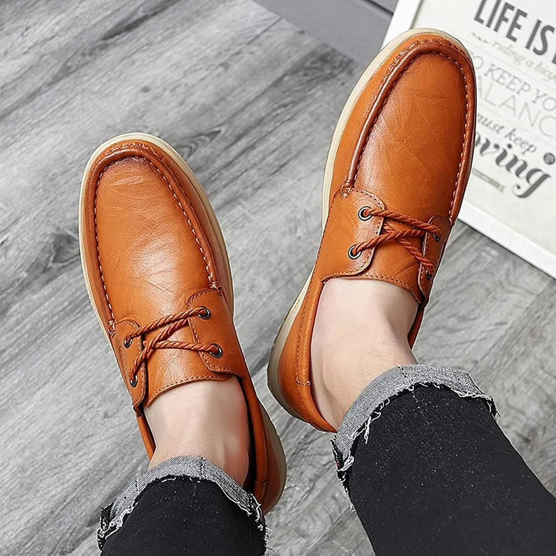 Minishion Mens Casual Lace up Shoes Soft Sole Walking Derby Shoes 8009#