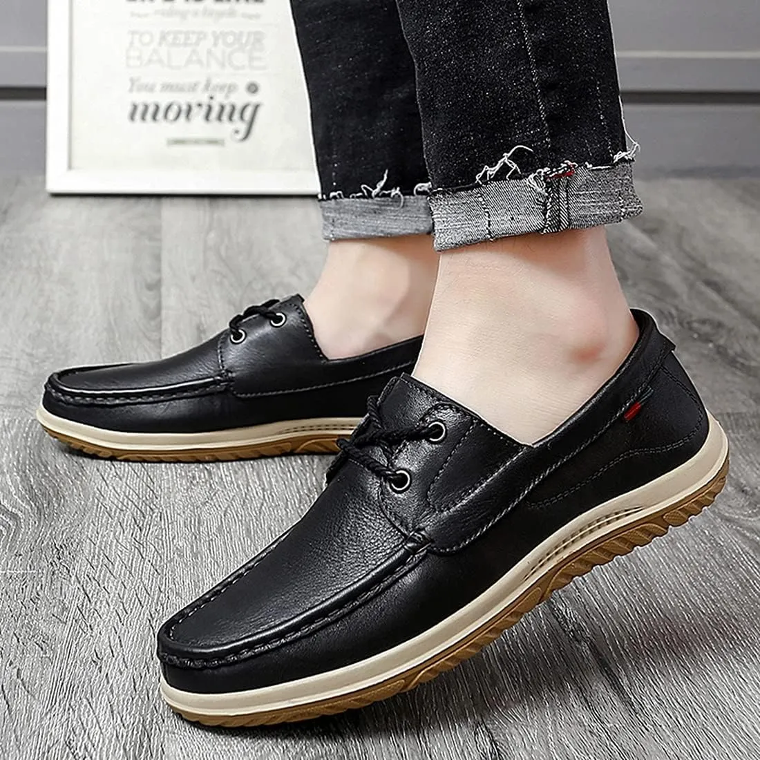 Minishion Mens Casual Lace up Shoes Soft Sole Walking Derby Shoes 8009#