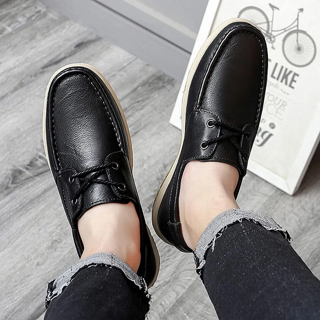 Minishion Mens Casual Lace up Shoes Soft Sole Walking Derby Shoes 8009#