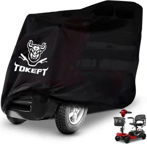 Mobility Scooter Cover, Heavy Duty 420D Oxford Fabric Electric Scooter Cover, All Weather Outdoor Protective Waterproof Cover with Windproof Buckle Storage Bag (67 inches Length)
