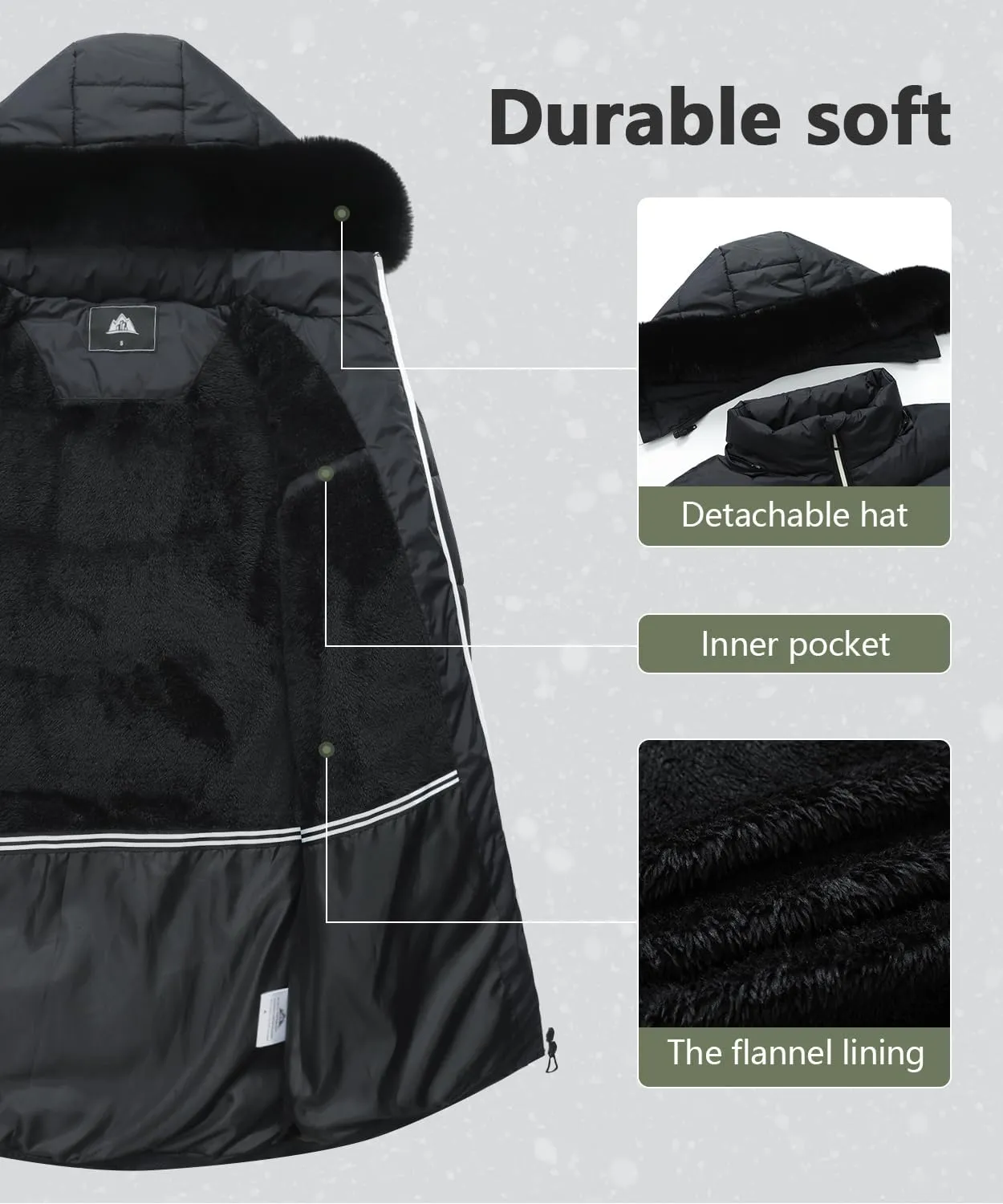 MOERDENG Women's Winter Windproof Warm Down Coats Waterproof Thicken Hooded fashions Puffer Jacket