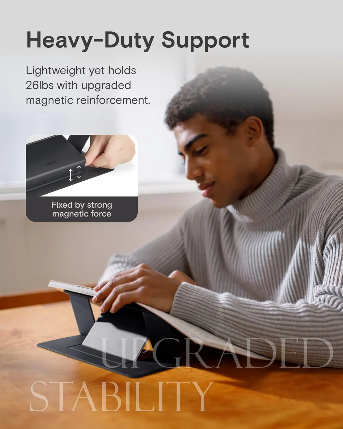 MOFT Invisible Laptop Stand for Desk, Stick-Free Tablet and Computer Stand with Dual-Angle, Foldable&Portable Laptop Riser Holder, Fits 7-11" Tablets&11-14" Laptops, Jet Black (Non-Adhesive Version)