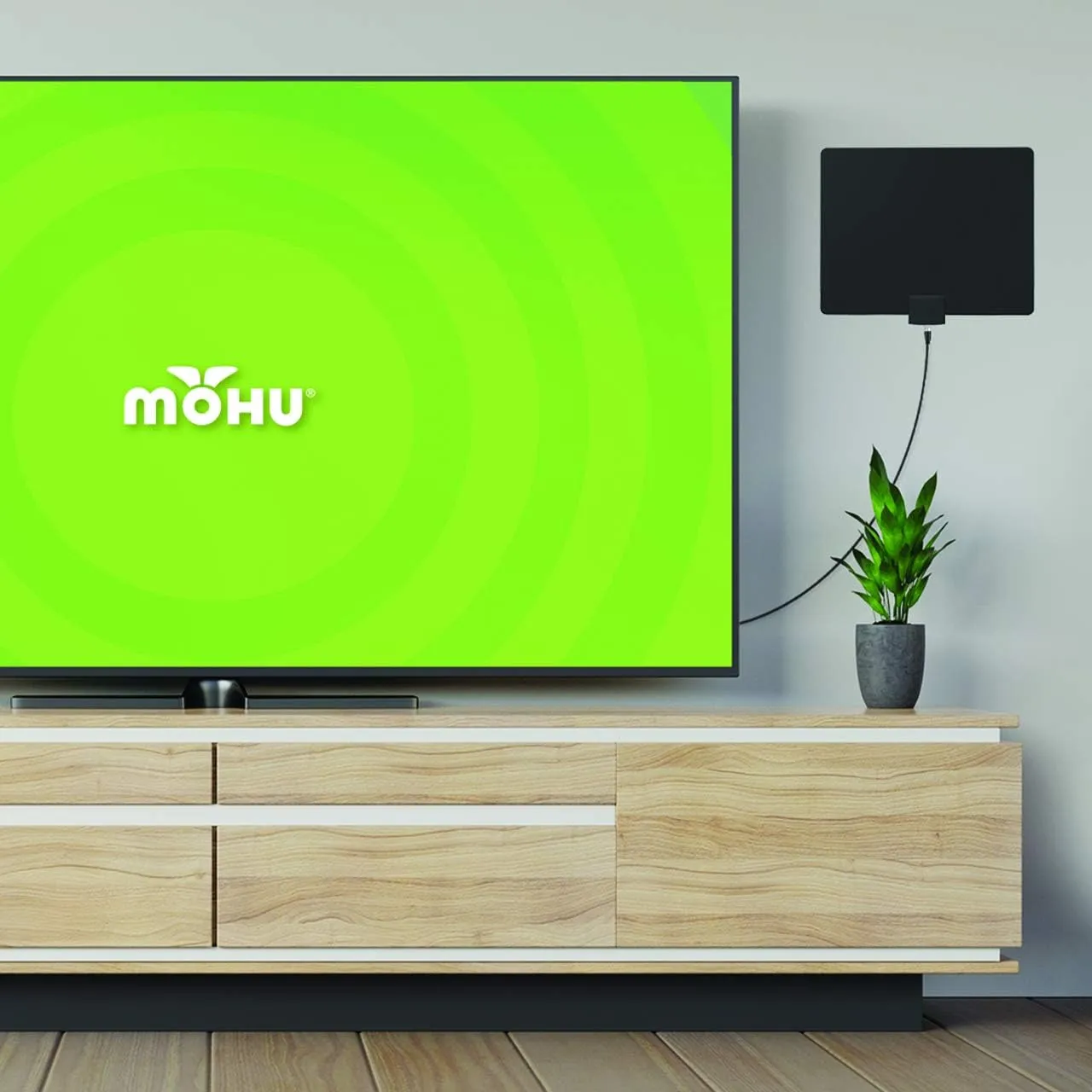 Mohu Leaf 50 Original Paper-Thin Indoor TV Antenna, UHF VHF, 60-Mile Range, Multi-Directional, 4K 8K UHD NEXTGEN TV - w/ 12 ft. Cable, Jolt Switch