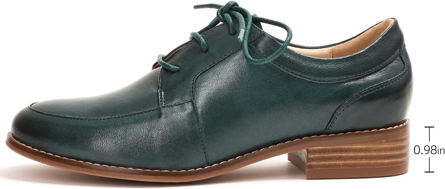 Mona flying Womens Handmade Dress Oxfords Derby Comfortable Lace up Leather Flat Office Work Shoes for Ladies