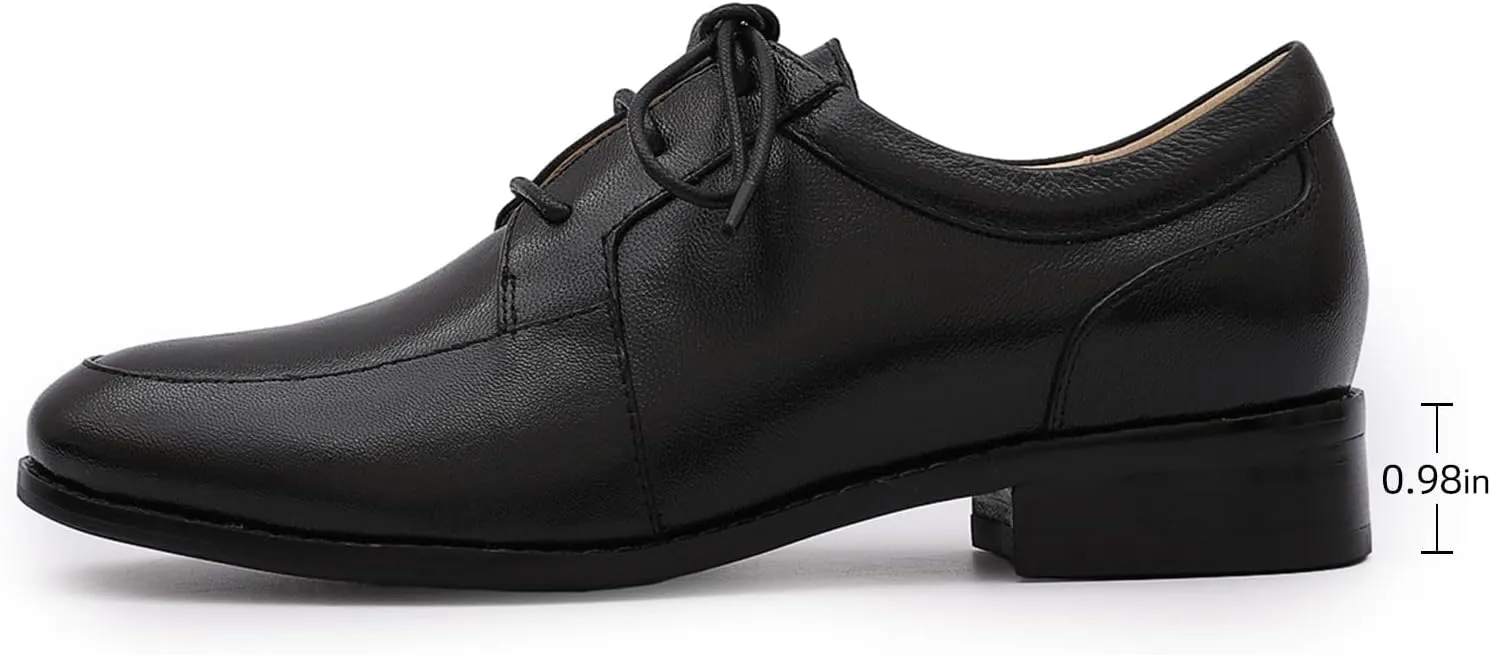 Mona flying Womens Handmade Dress Oxfords Derby Comfortable Lace up Leather Flat Office Work Shoes for Ladies