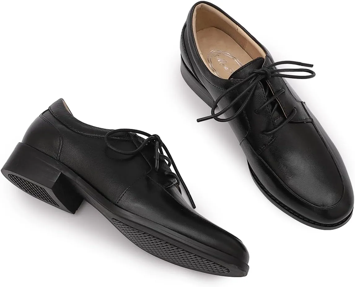 Mona flying Womens Handmade Dress Oxfords Derby Comfortable Lace up Leather Flat Office Work Shoes for Ladies