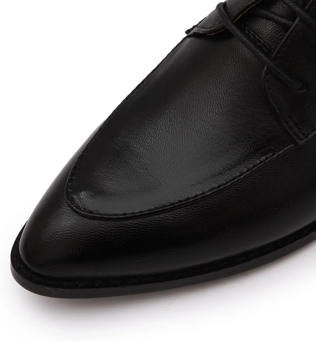 Mona flying Women's Pointed Toe Oxfords Derby Retro Lace up Leather Flat Office Work Shoes for Ladies