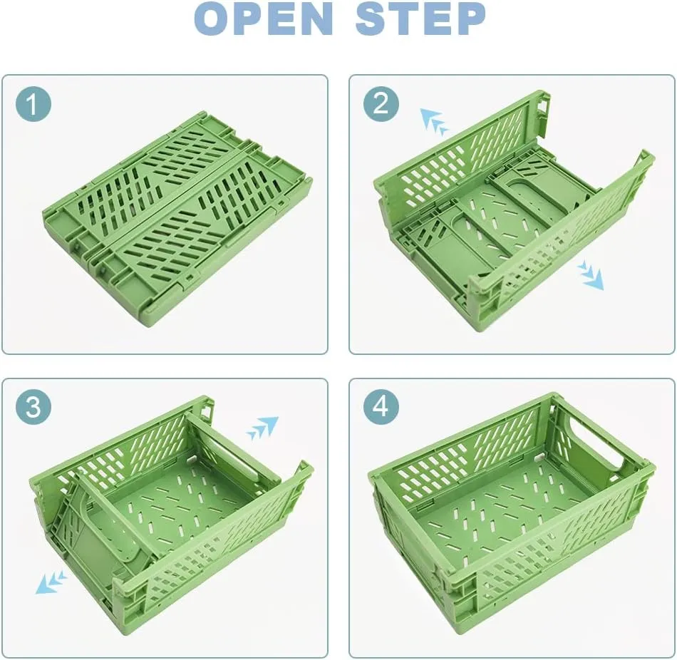 MONKISS 5-Pack Small Foldable Storage Bins for Desk Organization, Stackable Mini Plastic Storage Crates for Home Office Organizer, Folding Small Storage Basket Containers (L9.8 x W6.5 x H3.8)