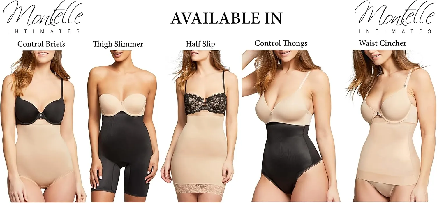 Montelle Women's Plus Size Strapless Shapewear Firm Tummy Control Waist Body Shaper Slip
