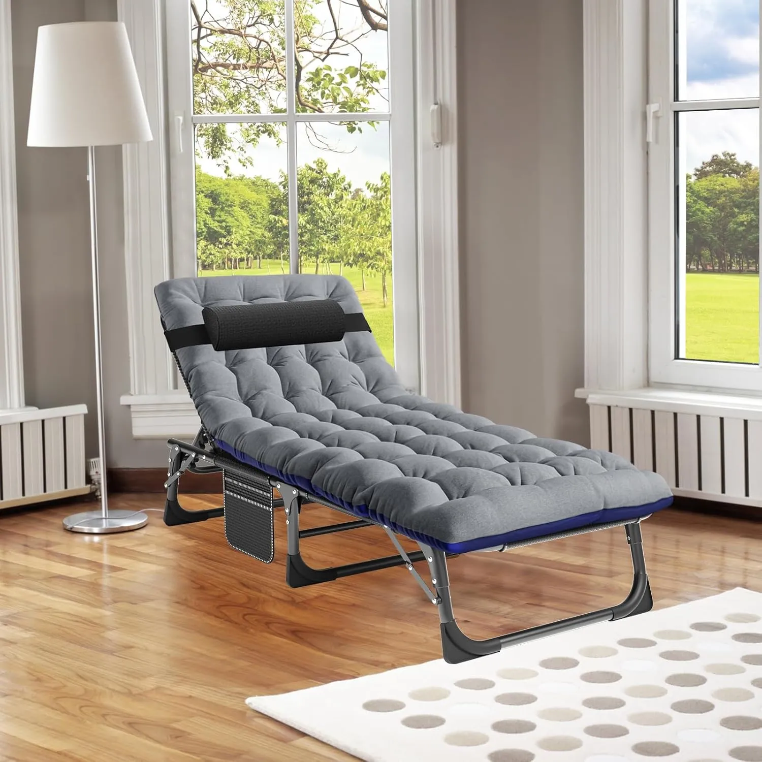 MOPHOTO Folding Bed with Mattress, Portable Foldable Adult Bed Frame for Guest, Fold up Bed Cot for Indoor Outdoor Travel Camp Vacation