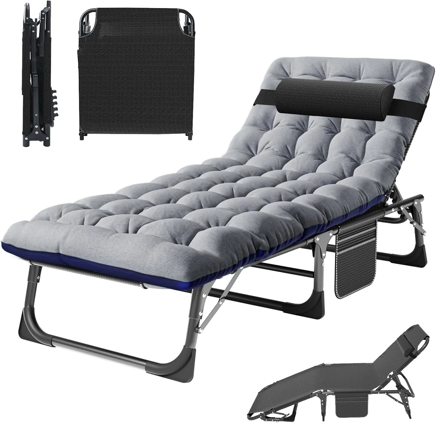 MOPHOTO Folding Bed with Mattress, Portable Foldable Adult Bed Frame for Guest, Fold up Bed Cot for Indoor Outdoor Travel Camp Vacation