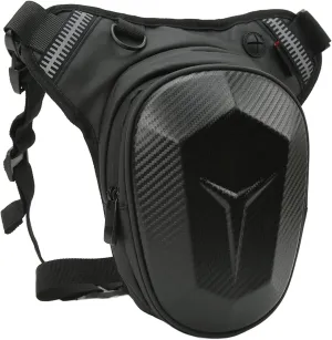 Motorcycle Drop Leg Bag with Reflective Strip Water Waist Pack for Outdoor Hiking Traveling Fishing (Carbon Fiber Style)