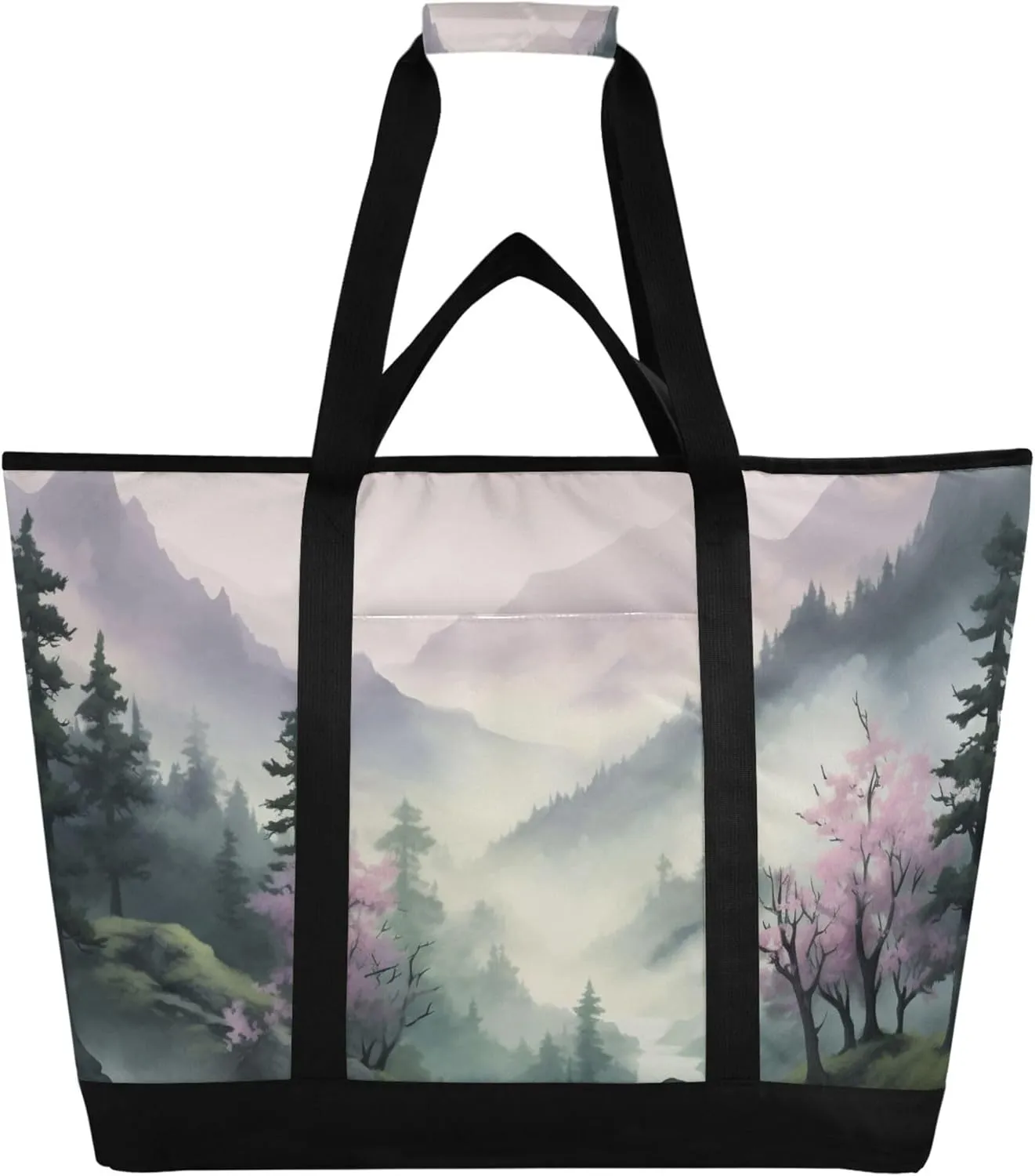 Mountain Reusable Insulated Cooler Bag with Ice Pack Compartment - Large 47L Waterproof Thermal Grocery Tote for Picnic Beach Camping Lunch Storage