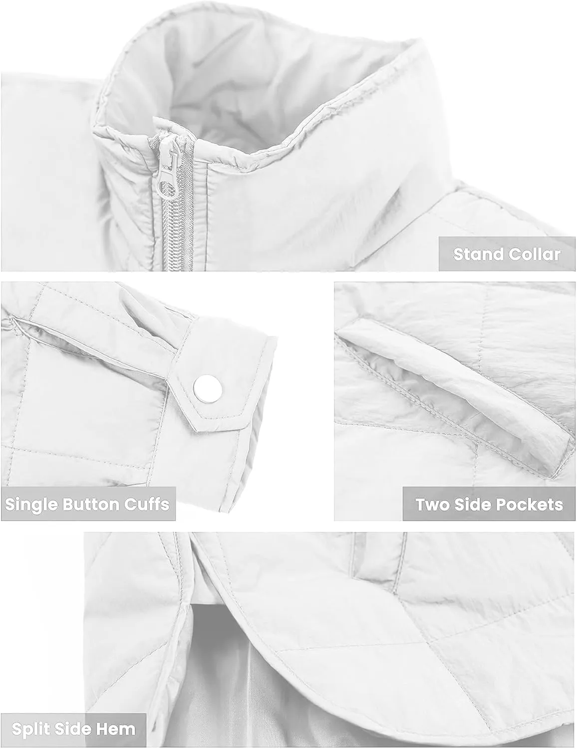Muchpow Women's Lightweight Down Coat Long Sleeve Full Zipper Oversized Packable Short Puffer Jackets
