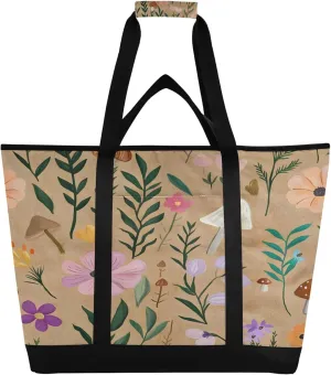 Mushroom Reusable Insulated Cooler Bag with Ice Pack Compartment - Large 99L Waterproof Thermal Grocery Tote for Picnic Beach Camping Lunch Storage