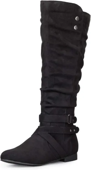 mysoft Women's Knee High Boots Flat Warm Fall Boots with Side Zipper