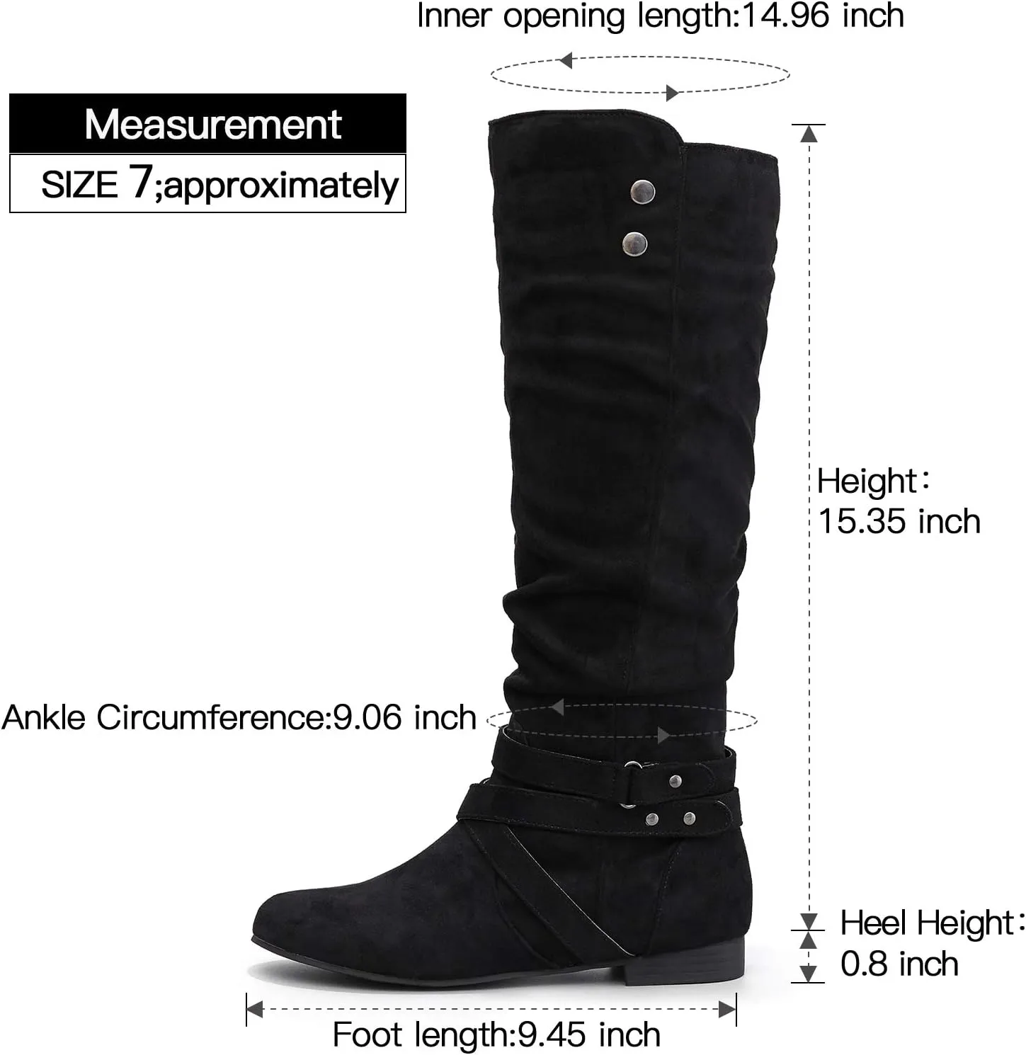 mysoft Women's Knee High Boots Flat Warm Fall Boots with Side Zipper