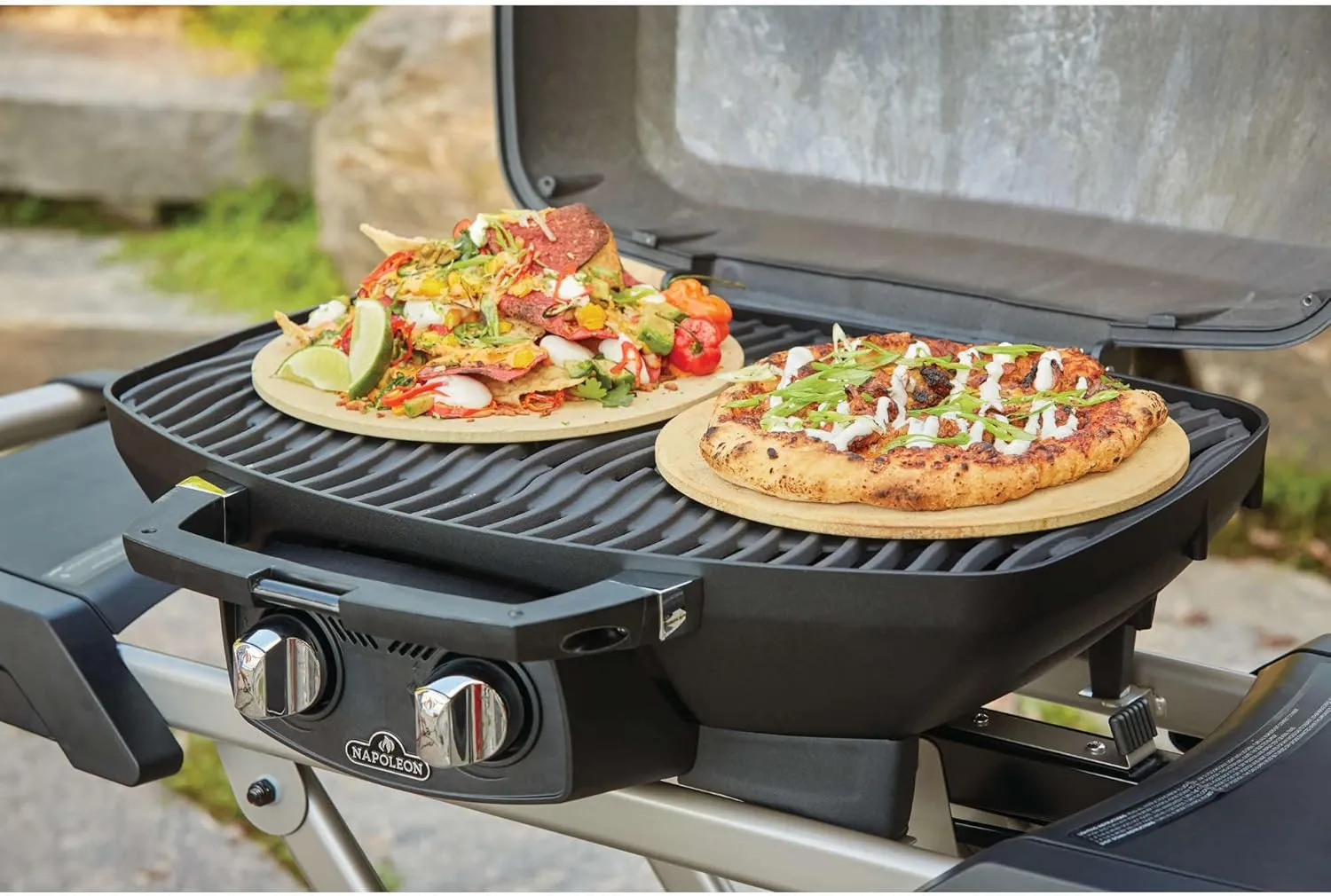 Napoleon TravelQ PRO285X Portable Propane Gas Grill with Foldable Scissor Cart, Black, 2 Burners, Tailgating, Camping, and Small Outdoor Spaces