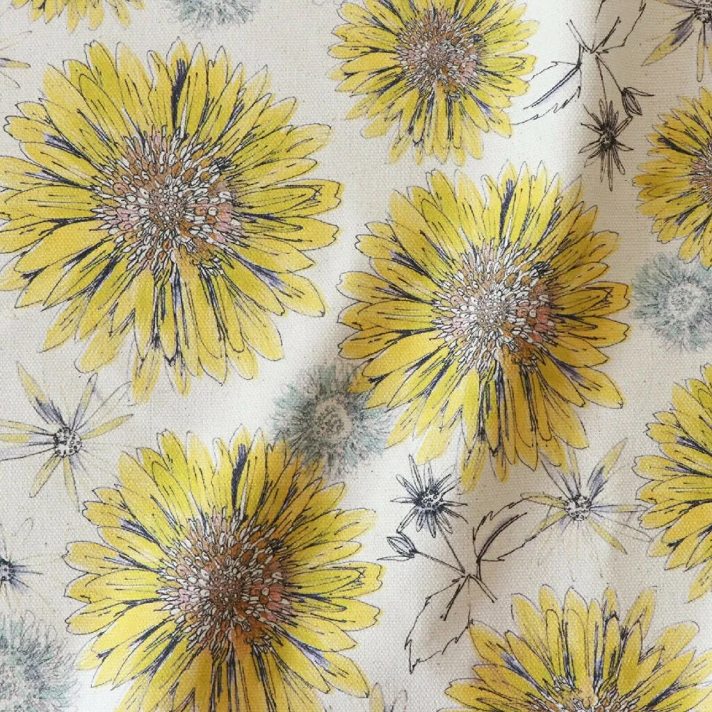 Natural Organic Sunflower and Flora Soft Furnishing Fabric