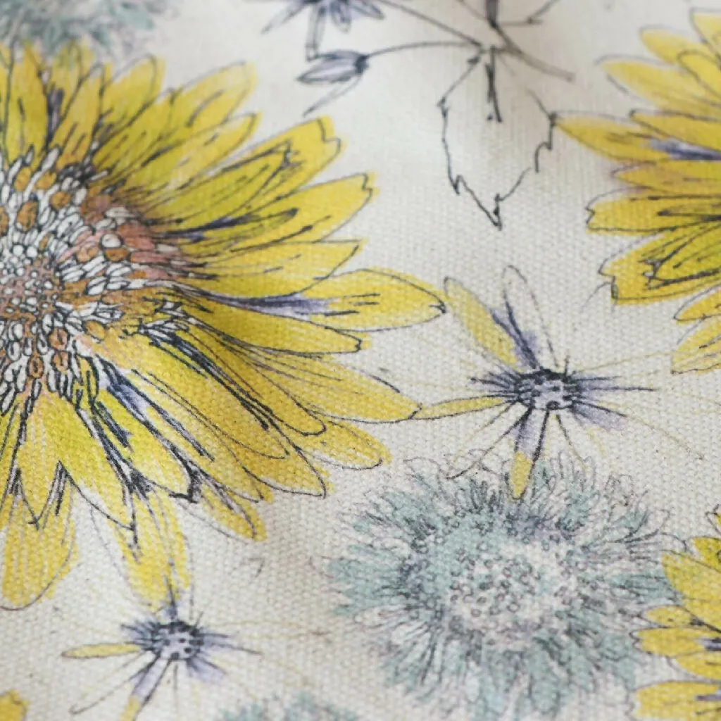 Natural Organic Sunflower and Flora Soft Furnishing Fabric