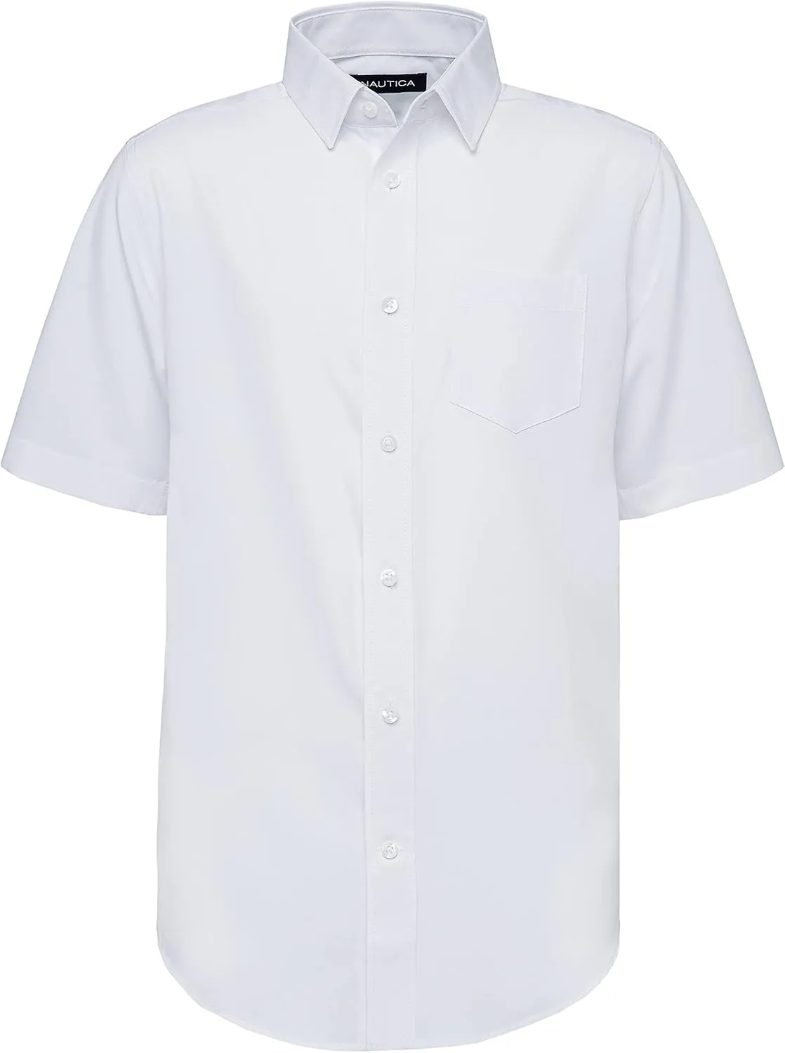 Nautica Boys' School Uniform Short Sleeve Button-Down Oxford Shirt, Chest Pocket, Breathable Fabric