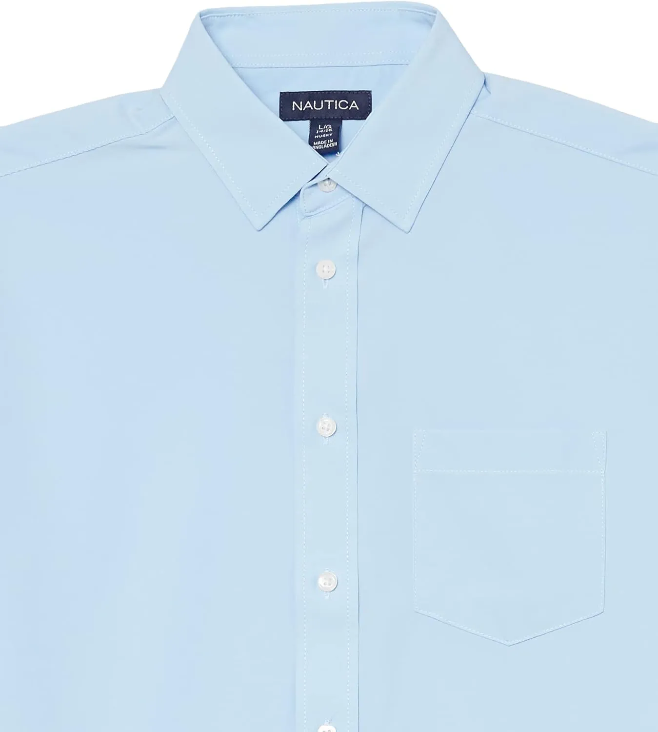 Nautica Boys' School Uniform Short Sleeve Button-Down Oxford Shirt, Chest Pocket, Breathable Fabric