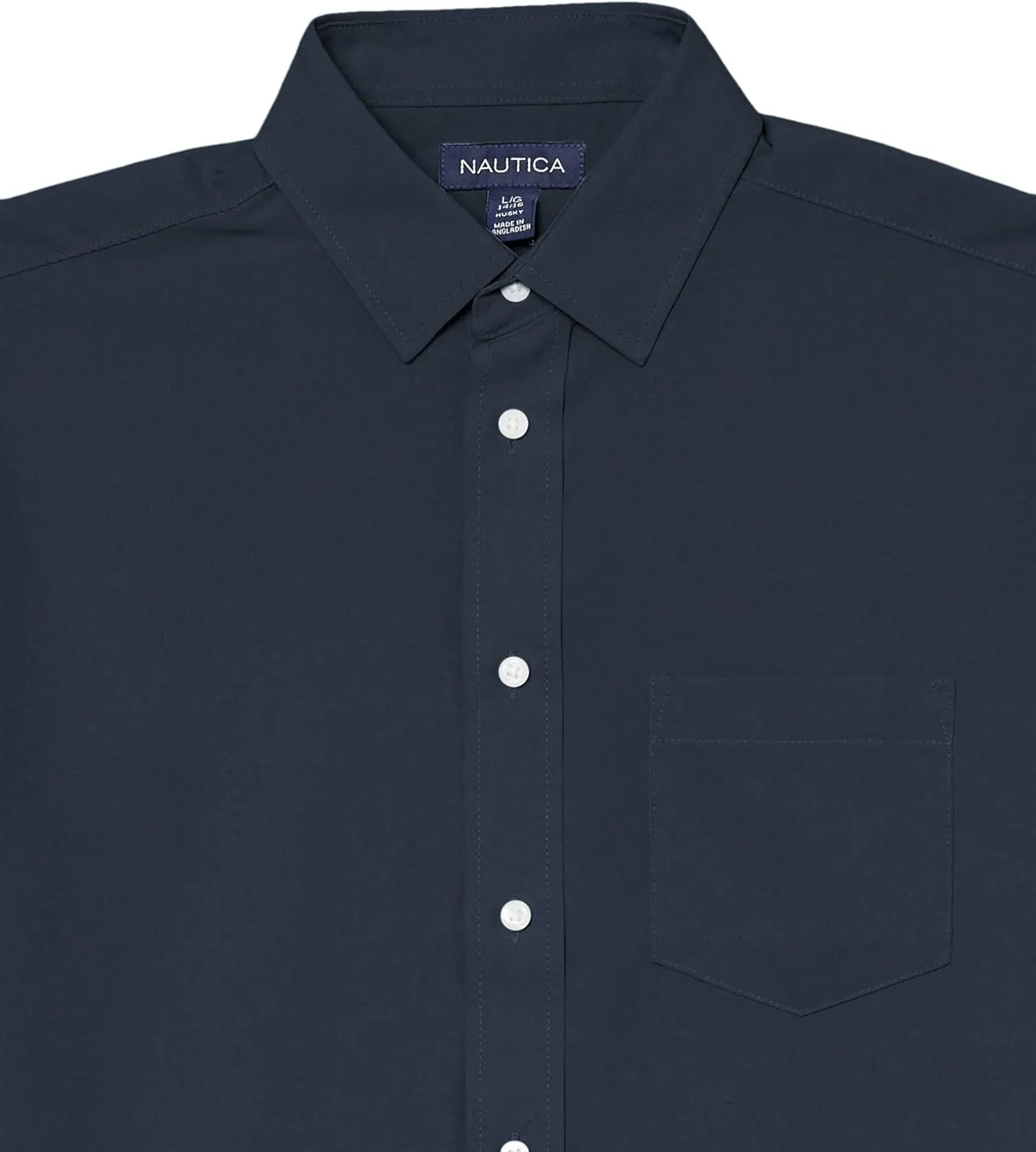 Nautica Boys' School Uniform Short Sleeve Button-Down Oxford Shirt, Chest Pocket, Breathable Fabric