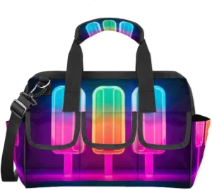 Neon Popsicle Durable Tool Bag for Men with Multiple Pockets - Waterproof Oxford Cloth, Sturdy Zipper, Adjustable Shoulder Strap - Ideal for Woodworking, Maintenance, and Outdoor Activities