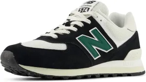 New Balance Unisex 574 V2 Varsity Suede Sneaker, Black/White/Marsh Green, 11 US Men