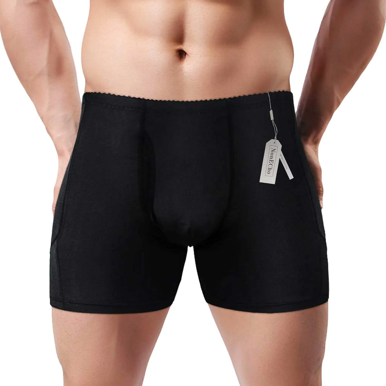 NonEcho Men Padded Underwear Briefs Boxers Men Butt Booster Hip Enhancer 4 Detachable Pads