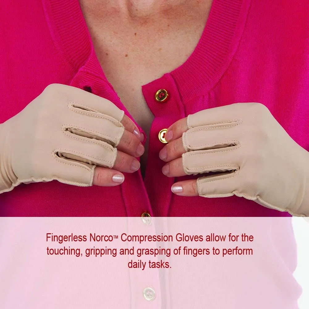 Norco Therapeutic Compression Edema Glove Indications - Swelling and Arthritis Pain for Women and Men. Fingerless. Soft Stretchy Fabric for Warmth. Outside Seams for Comfort. Sold as Right or Left.