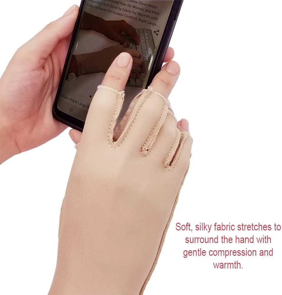 Norco Therapeutic Compression Edema Glove Indications - Swelling and Arthritis Pain for Women and Men. Fingerless. Soft Stretchy Fabric for Warmth. Outside Seams for Comfort. Sold as Right or Left.