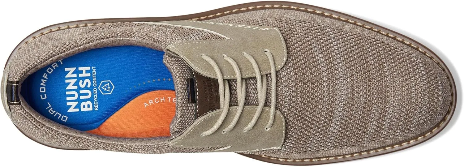 Nunn Bush Men's Griff Plain Toe Oxford Lightweight and Comfortable for All Occasions Knit Lace Up