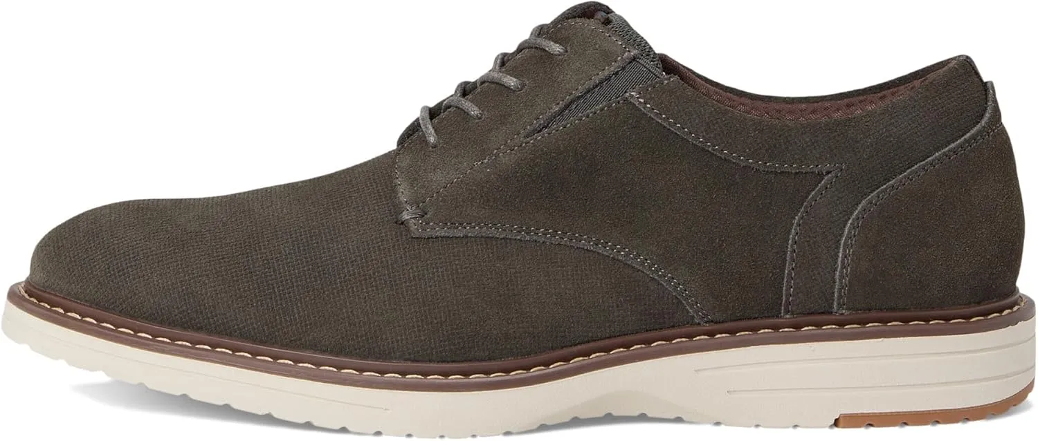 Nunn Bush Men's Griff Plain Toe Oxford Lightweight and Comfortable for All Occasions Suede Leather Lace Up