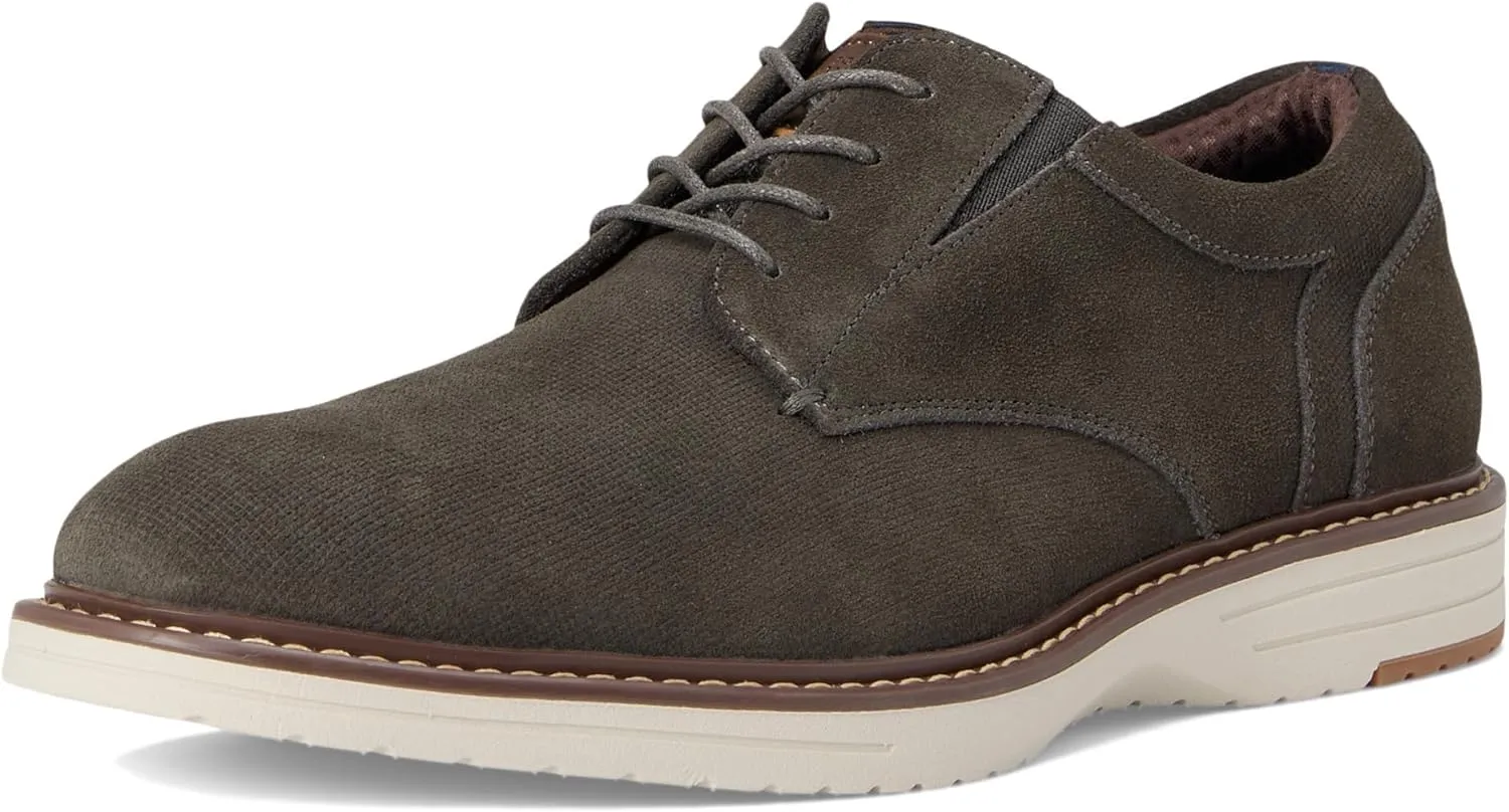Nunn Bush Men's Griff Plain Toe Oxford Lightweight and Comfortable for All Occasions Suede Leather Lace Up