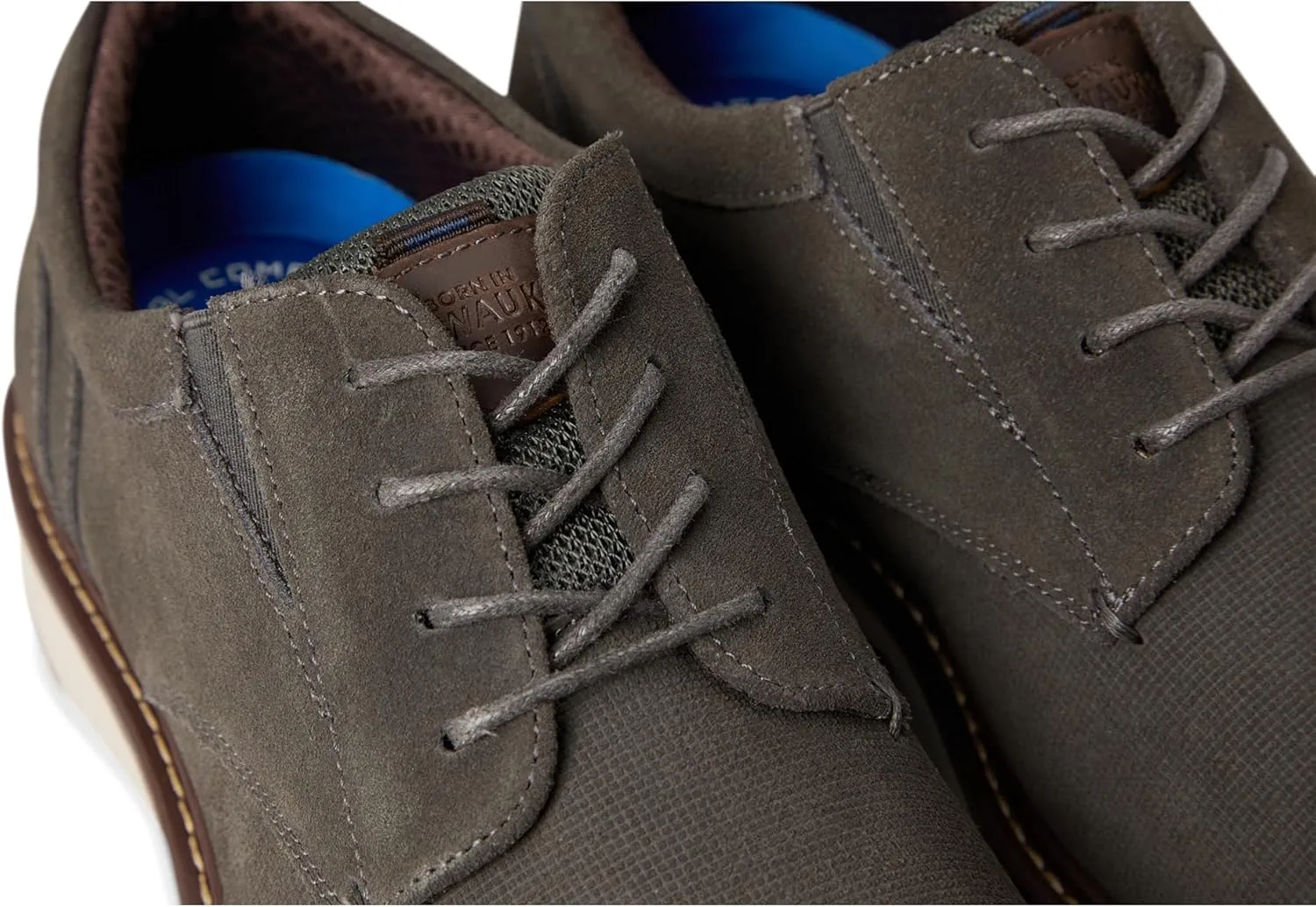 Nunn Bush Men's Griff Plain Toe Oxford Lightweight and Comfortable for All Occasions Suede Leather Lace Up