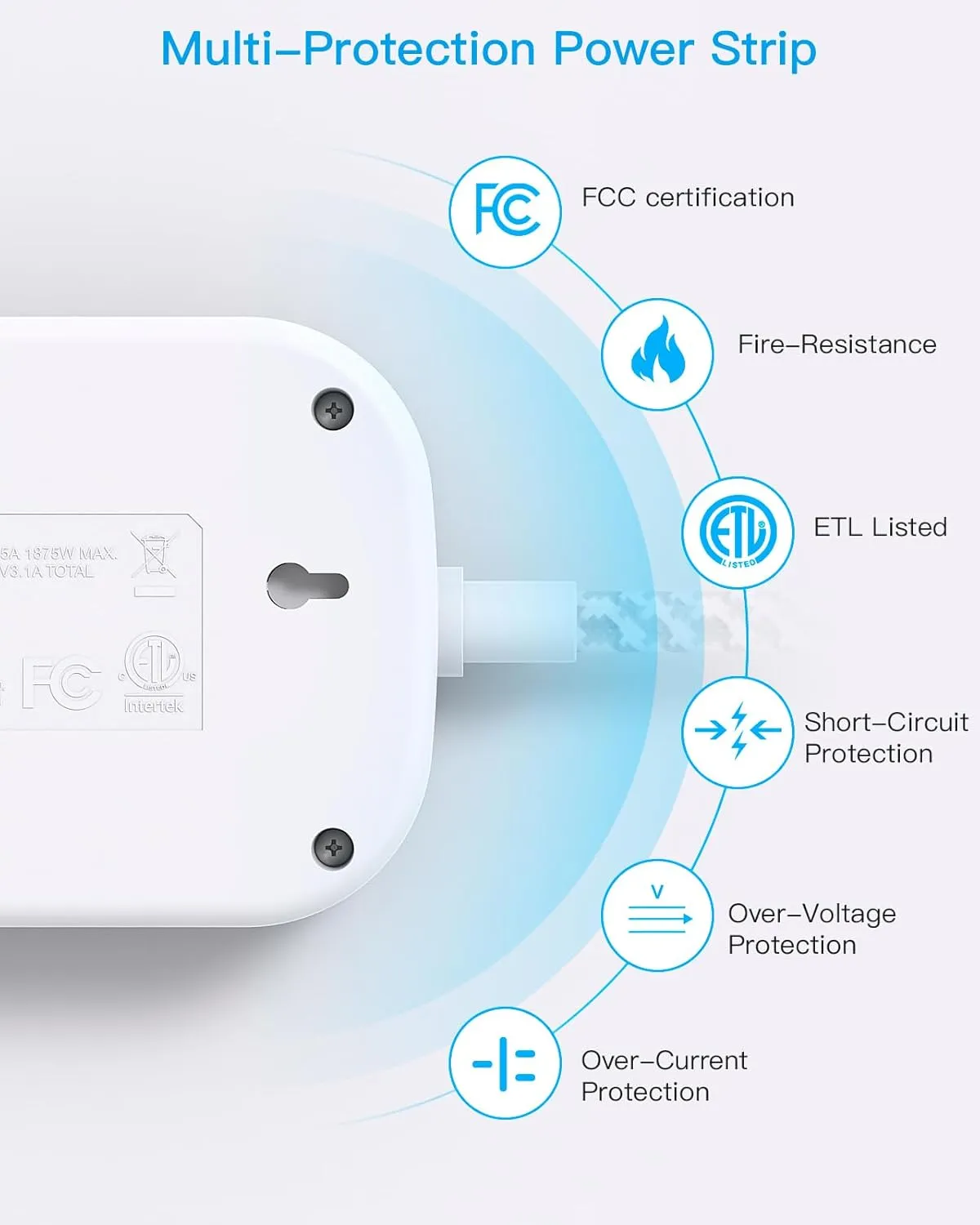 One Beat Cruise Ship Essentials,Travel Power Strip with USB C,Flat Plug Extension Cord with 3 Outlets 4 USB Ports(2 USB C),15 ft Desk Wall Outlet Extender,Non Surge Protector for Cruise,Dorm Room,ETL