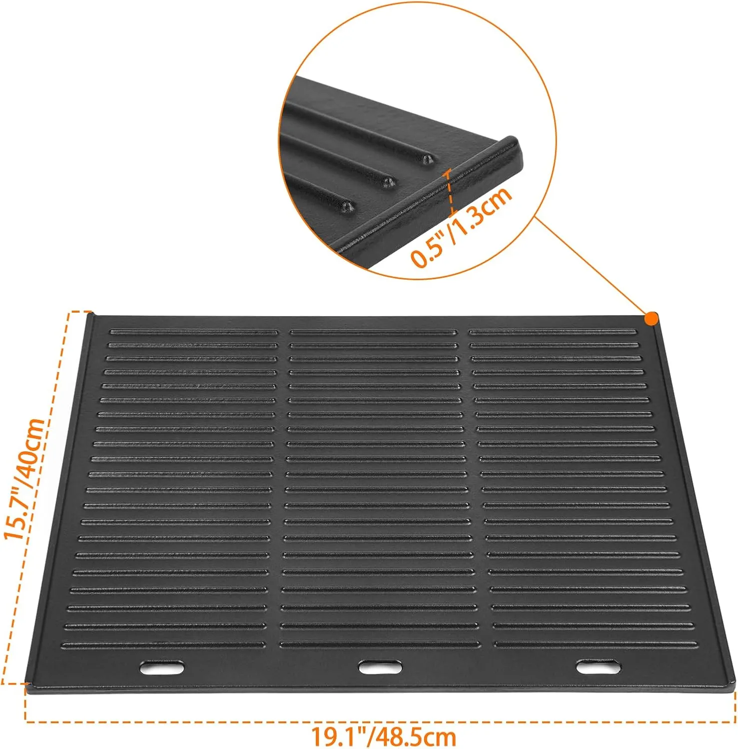 Onlyfire Universal Cast Iron Griddle, Reversible Cooking Griddle for Gas/Charcoal Grills, 19.1" x 15.7"