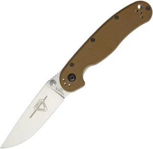Ontario Knife Company Rat II, Satin D2 Tool Steel Drop-Point Blade Folding Pocket Knife, Coyote Brown G-10 Handle Liner Lock Knife, Everyday Carry Knife – ON8828CB